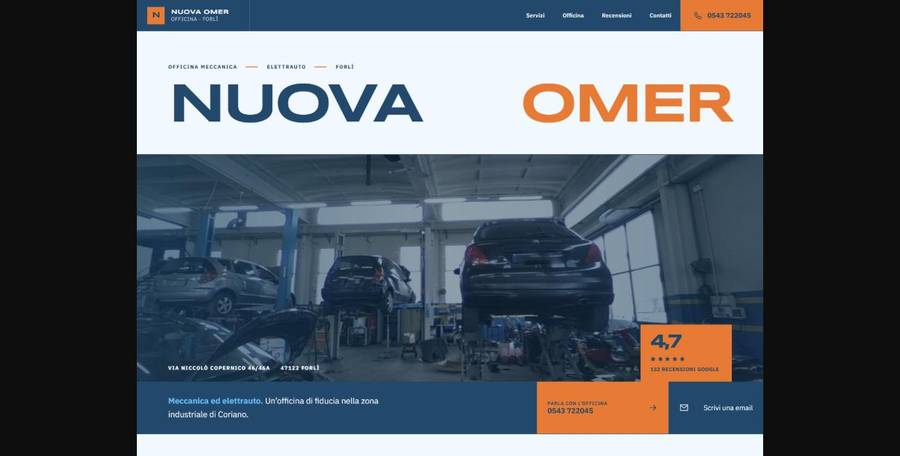 Sito web Nuova Omer, officina ed elettrauto a Forlì, realizzato da Studio Meridia